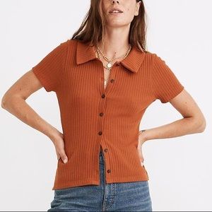NWOT madewell ribbed polo button-front tee